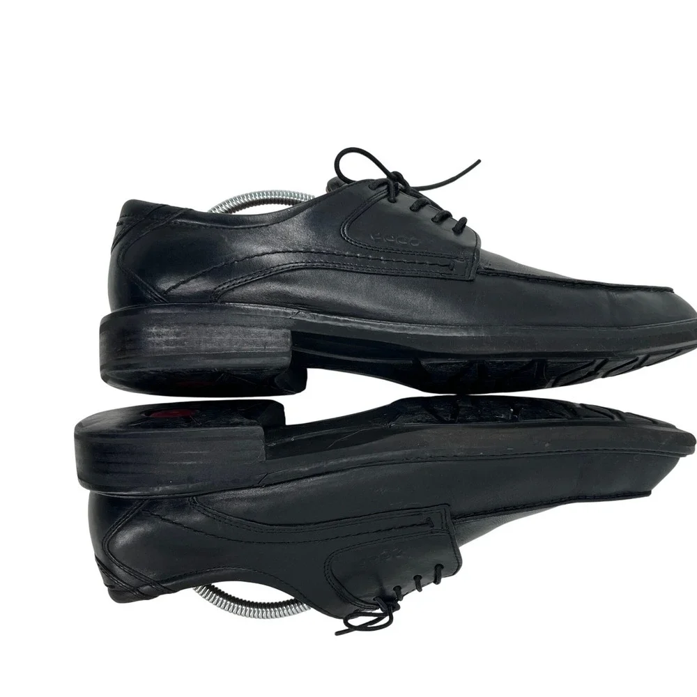 ECCO Mens Black Leather Square Toe Lace‎ Up Dress Shoes Comfort Size US 11  44